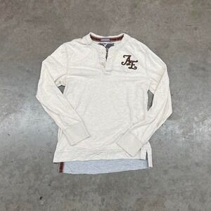 American Eagle Cream Henley Long Sleeve Vintage Fit Casual Men's M